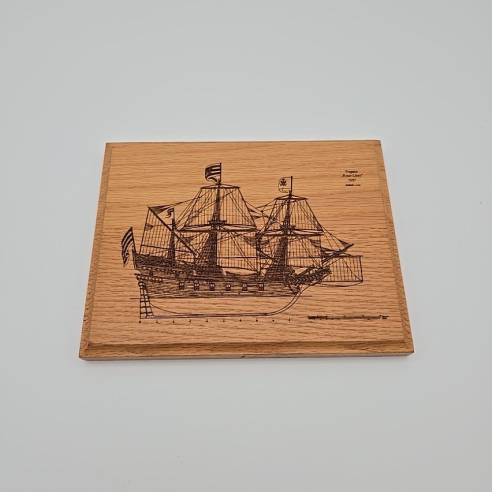 Wooden Ship Engraved Wall Art